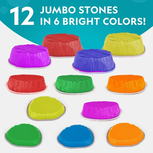 Miniatura 2 de National Geographic Kids - Piedras de equilibrio gigantes para niños – 12 piedras antideslizantes de 3 alturas con dados de espuma y tarjetas
