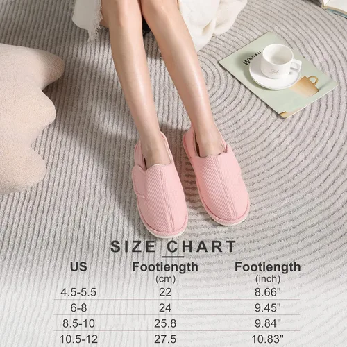 Miniatura 2 de IIITHREE Pantuflas de espuma viscoelástica suaves y ligeras para mujer con forro que absorbe la humedad, cierre ajustable y pantuflas de casa