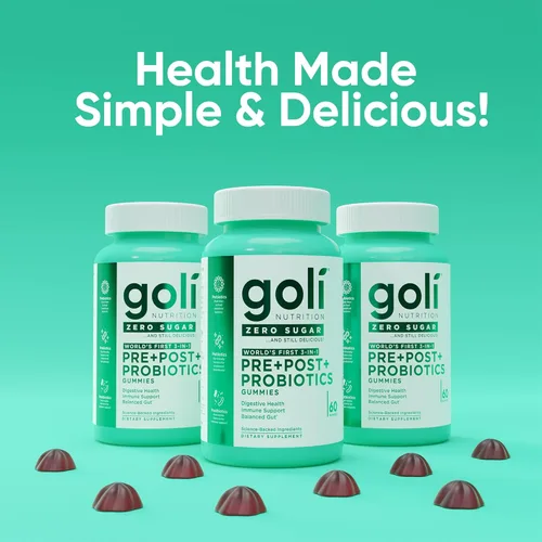 Miniatura 2 de Goli Zero Sugar Pre Pro - Gomitas postbióticas 3 en 1 del mundo con DE111, XOS, MCC1849, sin alcoholes de azúcar, veganas, aptas para dieta