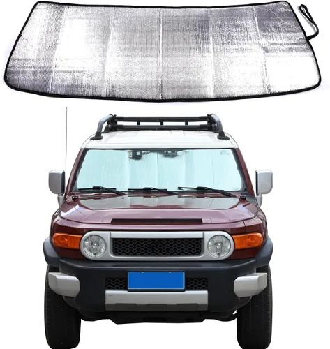 Miniatura 12 de Aunginsy Parasol para parabrisas delantero compatible con Toyota FJ Cruiser 2007-2021, parasol plegable reflectante para rayos UV y protección solar
