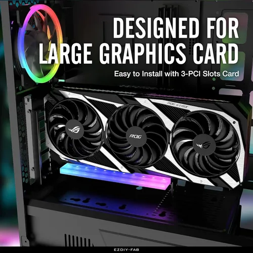 Miniatura 6 de EZDIY-FAB Soporte de montaje vertical PCIe 4.0 GPU Soporte de tarjeta gráfica con módulo LED ARGB de 5 V y 3 pines, kit de soporte para tarjeta