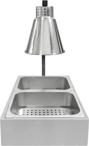 Miniatura 2 de Calentador portátil de papas fritas calentador de lámpara de calor infrarrojo estación de retención de alimentos con bombillas dobles y bandejas