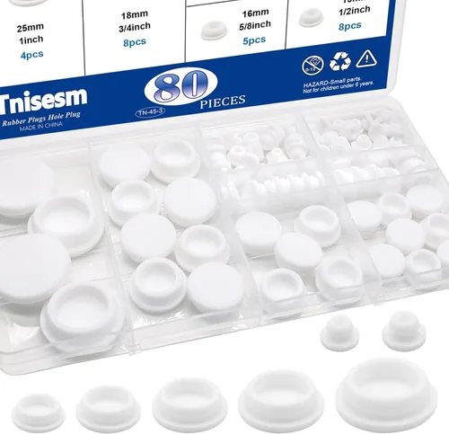 Miniatura 11 de Tnisesm 200 piezas 8 tamaños tapones de agujero de plástico de nailon negro 1/4" 5/16" 3/8" 1/2" 5/8" 3/4" 7/8" 1" agujero redondo de taladro