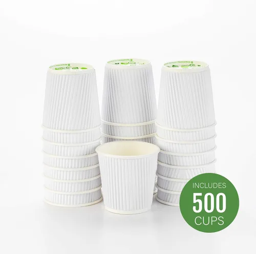 Miniatura 2 de Vasos desechables blancos de 4 onzas para bebidas calientes de 500 unidades con diseño de pared ondulada: No necesitan fundas - Perfectos