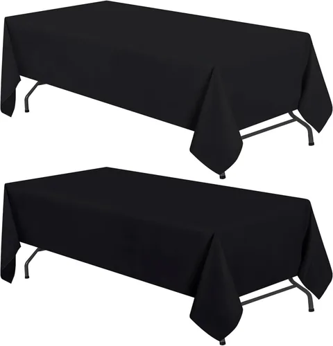 Miniatura 14 de WEALUXE - Manteles blancos para mesas rectangulares de 8 pies, paquete de 2, 60 x 126 pulgadas, resistentes al agua, a las manchas y a las arrugas