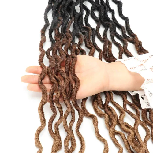 Miniatura 5 de Eliza Locs Gitanos Ondulados de 24 Pulgadas Cabello de Ganchillo Ombré 7 Paquetes Locs de Diosa Locs Falsos Cabello de Ganchillo Raíces Africanas