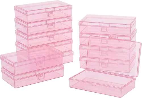 Miniatura 12 de LJY 100 contenedores rectangulares vacíos de plástico transparente con tapas con bisagras (2.2 x 1.6 x 0.8 pulgadas, transparente)