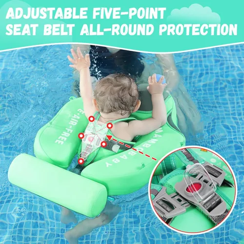 Miniatura 5 de GENTEACO Mambobaby Flotador de natación para bebé con toldo, flotador no inflable para piscina infantil con cola, de 3 a 24 meses, evita voltearse