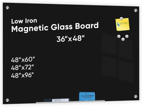Miniatura 15 de Fab Glass and Mirror - Pizarrón magnético de vidrio con borrador, Negro