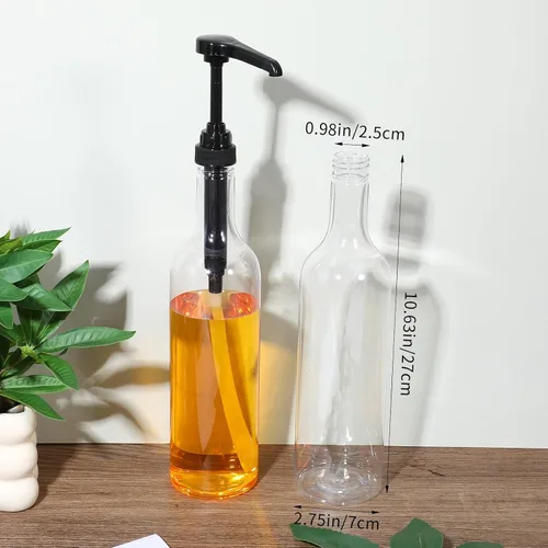 Miniatura 2 de Botellas de jarabe de 25 onzas con bomba, botellas de cuello largo, dispensador de bomba de jarabe de plástico para cafeterías, accesorios