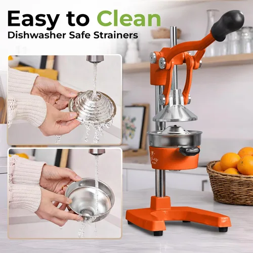 Miniatura 5 de Zulay - Exprimidor de limón y lima de metal comercial, de alta calidad, resistente, exprimidor de jugos manual Original Naranja