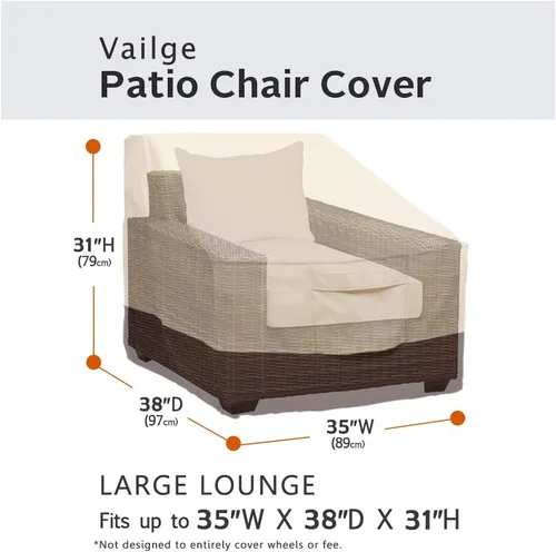 Miniatura 2 de Vailge - fundas para sillas de patio, funda para asiento profundo, resistente e impermeable, para exteriores, césped, patio beige y marrón