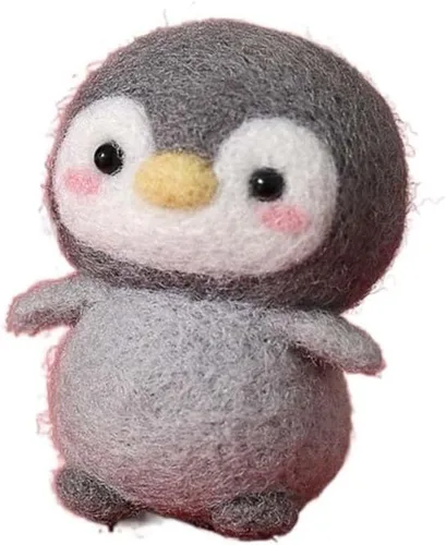 Miniatura 9 de Kit de fieltro de aguja de lana de pingüino para principiantes, kit de fieltro con almohadilla de fieltro de aguja, agujas de fieltro, lana