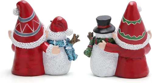 Miniatura 6 de Hodao Dúo de muñeco de nieve de gnomo navideño: duplica la alegría para tu decoración navideña (rojo)