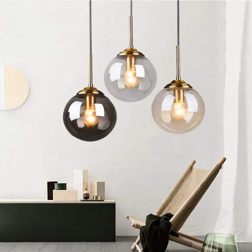 Miniatura 4 de H XD GLOBAL Lámpara colgante industrial retro de loft de 3 vías, lámpara de araña en racimo, accesorio de lámpara colgante de latón con pantalla