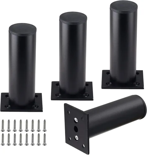 Miniatura 18 de Juego de 4 patas para muebles de 4 pulgadas, patas ajustables de aleación de aluminio, patas redondas de metal para sofá, patas ajustables
