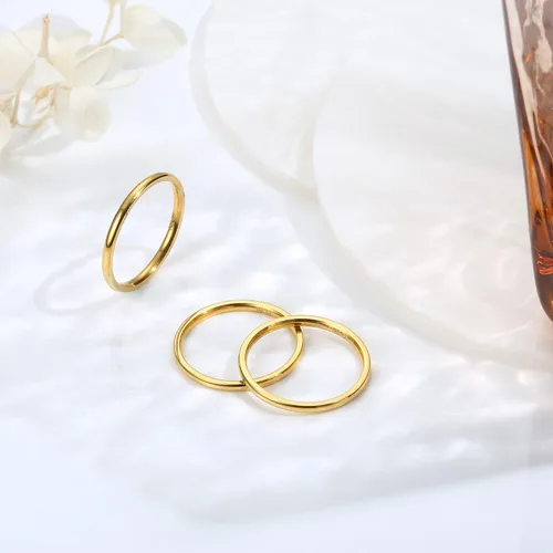 Miniatura 6 de LOYALLOOK Anillos apilables de acero inoxidable para mujer, con relleno de oro de 14 quilates, de 0.039 pulgadas, para nudillos, pulgar, anillos