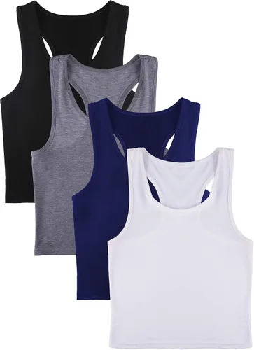 Miniatura 4 de Boao 4 camisetas básicas sin mangas de espalda cruzada para mujer
