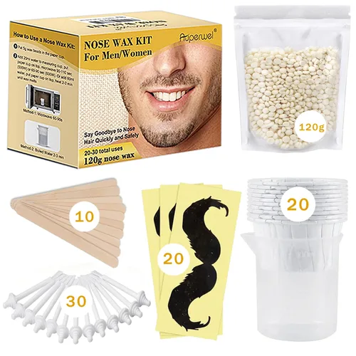 Kit de cera nasal para hombres y mujeres con 30 aplicadores (20-30 usos), kit de cera para la nariz y las orejas, sin dolor y rápido, resultados de