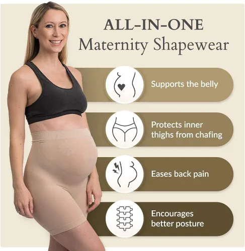 Miniatura 2 de Faja moldeadora de maternidad, sobre bache, muslo medio, soporte sin costuras, ropa interior para embarazo, fabricada en Estados Unidos, Pettipant