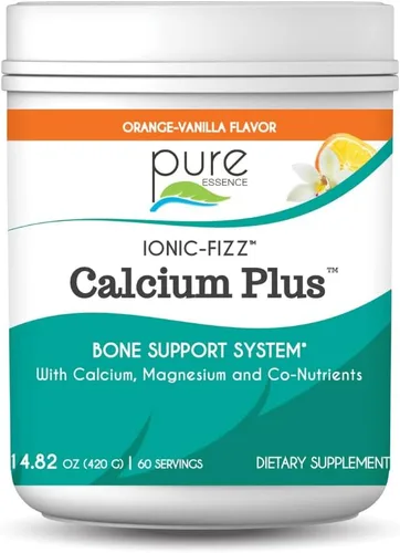 Pure Essence - Calcio iónico Fizz Plus - Relación perfecta de calcio/magnesio con huesos fuertes de vitamina A, B, C, D y potasio, naranja vainilla,