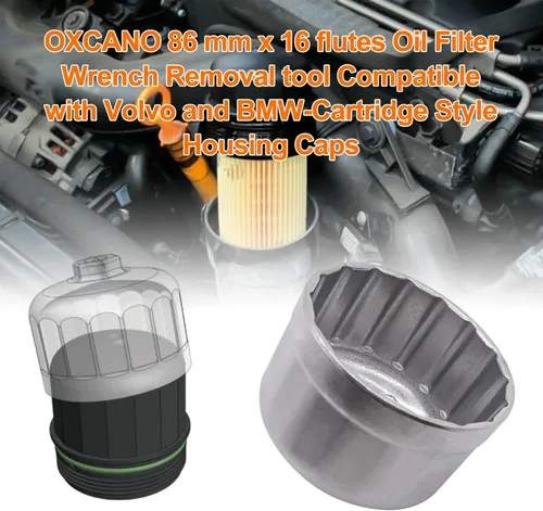 Miniatura 2 de 86mm 16 hélices Llave de filtro de aceite, herramienta de extracción de tapa de filtro de aceite, compatible con Volvo, BMW 128I, 135I, 135IS, 228I