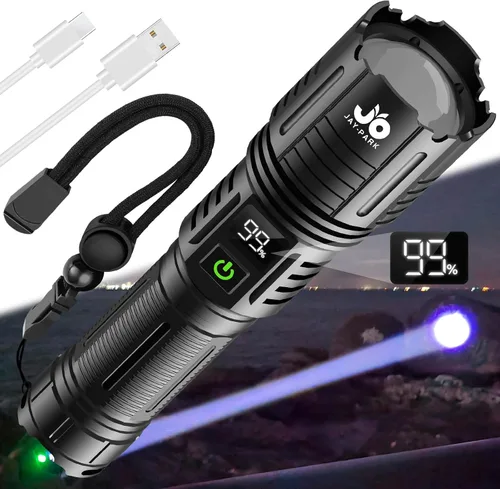 Miniatura 8 de JAY-PARK Flashlight Rechargeable 10000 Lumens, LED Flashlights High Lumens with 10800mAh Battery and LCD Power Display, Zoomable, 5 Lighting Modes