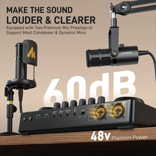 Miniatura 3 de MAONO Paquete de equipos de podcast: mezclador de interfaz de audio con entrada XLR dual para transmisión de podcasts - MaonoCaster E2 Gen2