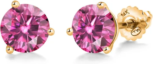 Miniatura 157 de Gem Stone King Aretes de Martini de oro amarillo de 14 quilates Aretes de tuerca de 3 puntas para mujeres y hombres Redondos de 0.236 pulgadas