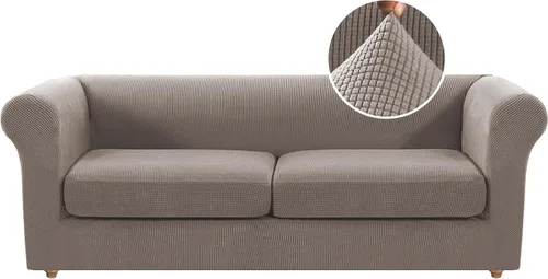 Miniatura 16 de Funda para silla Chesterfield de 2 piezas para sofá de 1 cojín, fundas para silla de brazo alto, 1 asiento, alta elasticidad, lavable, protector