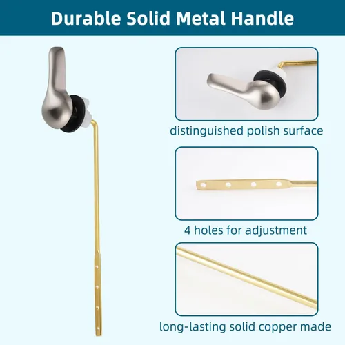 Miniatura 3 de Hygie Rinse Kit de repuesto de mango de inodoro de metal, ajuste frontal universal, palanca de inodoro compatible con estándar americano/Glacier