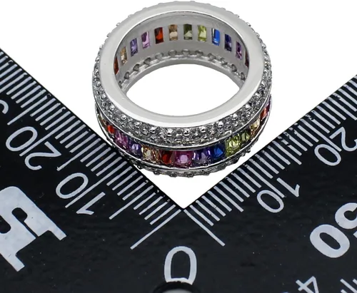 Miniatura 6 de HERMOSA Anillos para mujer, multicolor, circonita cúbica, arco iris, tallas 6 a 12
