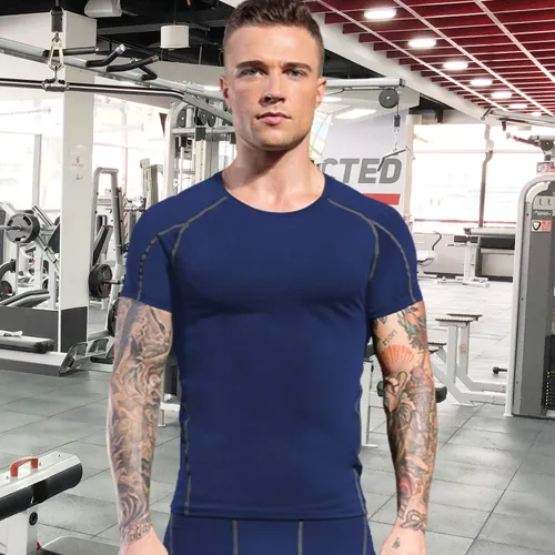 Miniatura 2 de WRAGCFM Men's Compression Shirts Short Sleeve Athletic Workout Undershirts Quick Dry Base Layer Sports T-Shirts Running Tops