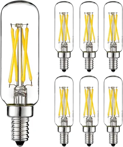 Miniatura 12 de LiteHistory Bombilla LED T6 regulable de 40 W, candelabro LED 2200 K, ámbar 250 lm, 4 W, e12 T25, paquete de 6 bombillas Utral Blanco Cálido 2200k 4w
