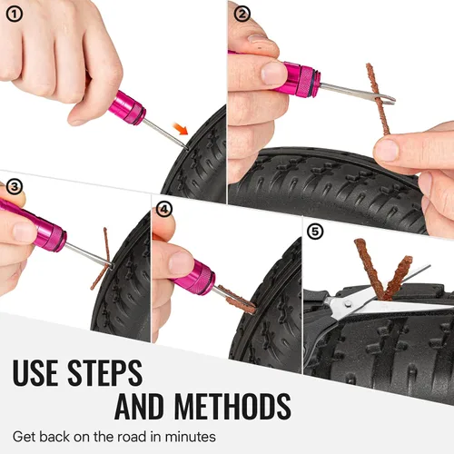Miniatura 6 de BWSHLF Kit de reparación de neumáticos de bicicleta sin cámara para bicicletas de montaña y bicicletas de carretera, kit de tapones de neumáticos