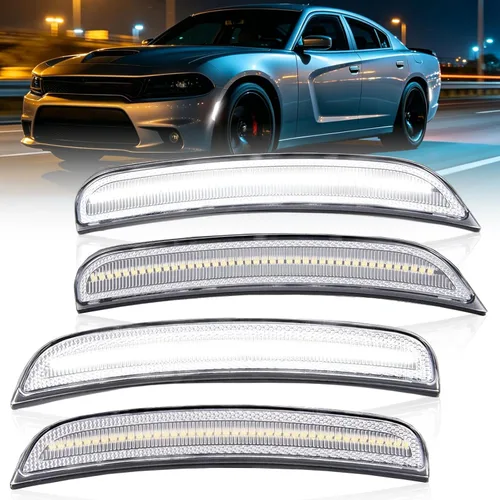 Miniatura 9 de Gempro - Luces LED de señalización lateral compatibles con Dodge Charger LD 2015-2023, lámparas de marcador de parachoques delantero y trasero