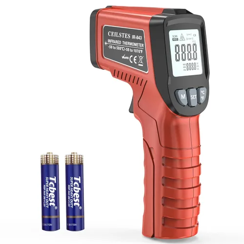 Miniatura 10 de Pistola termómetro infrarroja, pistola de temperatura infrarroja para cocinar, pistola de termómetro láser de -58 ℉ ~ 1076 ℉ con emisividad Naranja