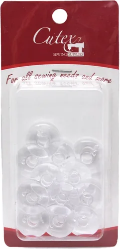 Cutex Plástico transparente clase 66 compatible con bobinas de máquina de coser Singer Brand – Paquete de 12