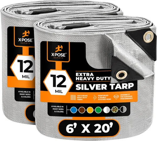 Miniatura 217 de Lona protectora Xpose Safety multiusos, de poliéster blanco, resistente, resistente al agua, resistente a la intemperie, resistente a rasguños
