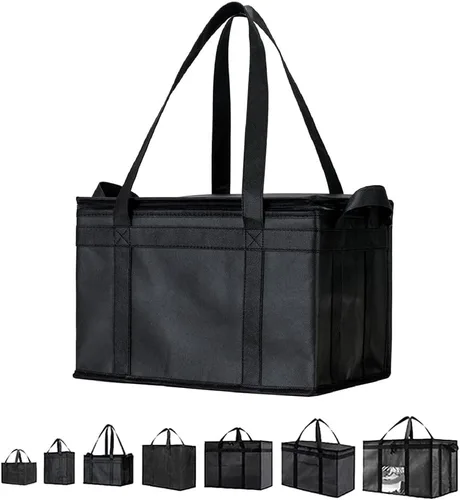 Miniatura 37 de Bolsa de enfriador XXL aislada y calentador de alimentos de NZ home para entrega y compras de comestibles con cremallera superior, color rojo