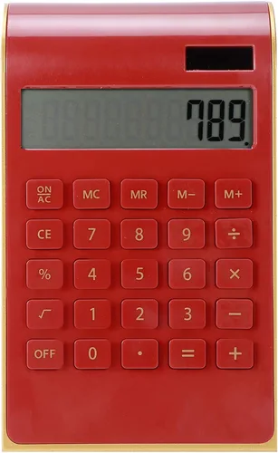 Calculadora portátil de 10 dígitos Pantalla LCD inclinada Calculadora de energía solar ultra delgada para negocios de oficina en casa (rojo)