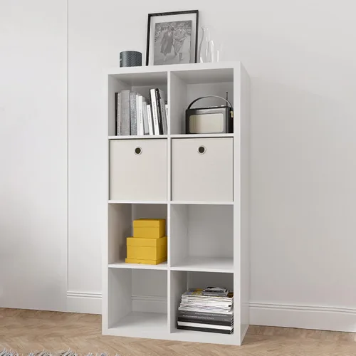 Smart Cube - Organizador de 8 cubos con estantes traseros abiertos, casillero multiusos, estantería de 2 x 4 cubos para el hogar, oficina (blanco)
