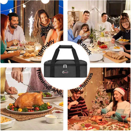 Miniatura 7 de GhvyenntteS - Porta cacerolas aisladas para alimentos calientes o fríos, bolsa para mantener la comida caliente, bolsa de lasaña para el almuerzo