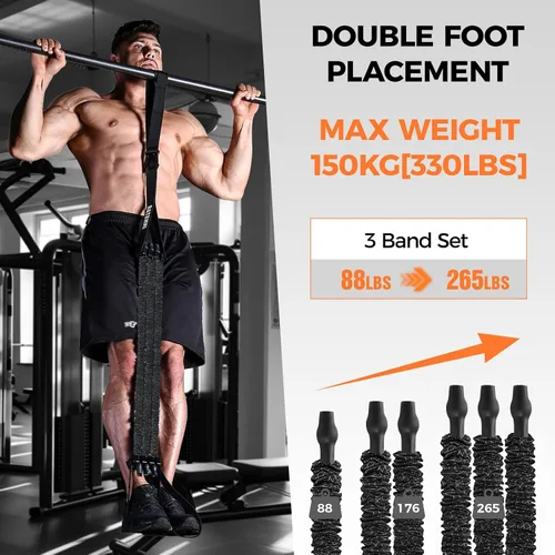 Miniatura 5 de Innstar Pull Up Assistance Bands, Heavy Duty Resistance Band for Pull Up Assist, Adjustable Resistance 165-265lbs with Fabric Feet/Knee Rest, Pull