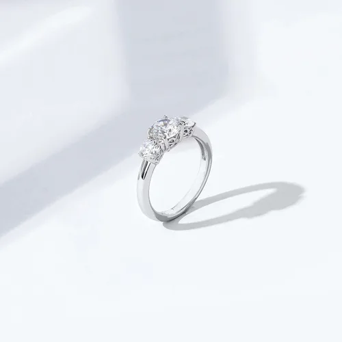 Miniatura 8 de Tienda Collection Platinum or Gold Plated Sterling Silver Round 3-Stone Ring made with Infinite Elements Cubic Zirconia
