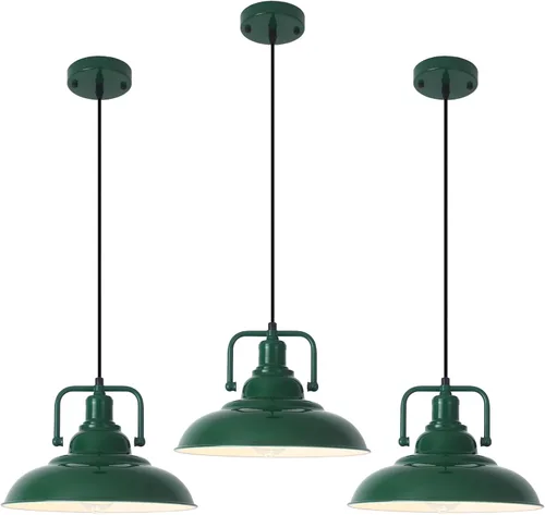 Miniatura 10 de Lámpara colgante negra de 12.5 pulgadas, paquete de 3 unidades, luz colgante de granja, iluminación colgante industrial, luces colgantes de cocina