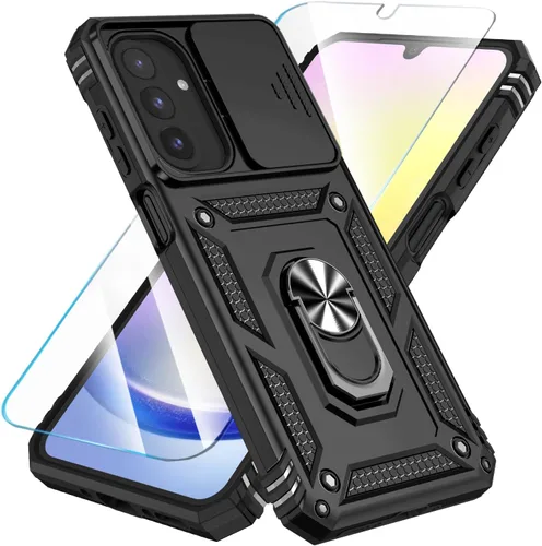 Miniatura 21 de SunStory Funda compatible con Samsung Galaxy A17 5G con protector de pantalla HD, cubierta de cámara deslizante y soporte de anillo giratorio, a