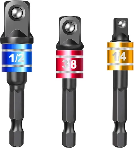 Miniatura 10 de Juego de extensión de broca flexible con accesorio de ángulo recto, giratorio de 360° de 1/4 3/8 1/2 pulgadas, juego de adaptadores de enchufe