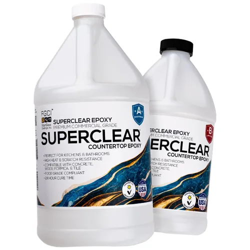 Miniatura 6 de Superclear Kit de resina epoxi para encimera, mármol negro de 1.5 galones, transformación de encimera para cocina, baño y bar, apto para alimentos