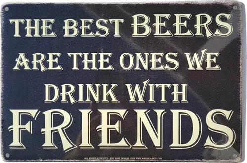 AMERICAN WIT (The Best BEERS are The Ones We Drink With Friends) - Cartel de metal divertido de 8 x 12 pulgadas para decoración de pared, póster de